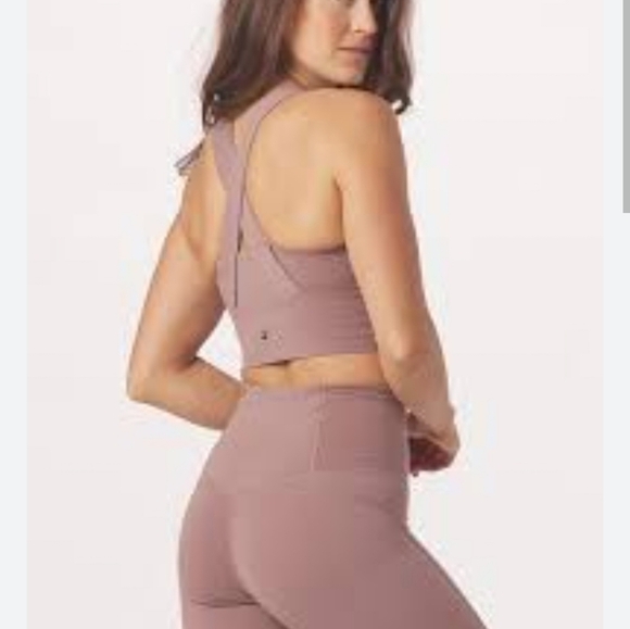 Glyder One Crop Bra Cross Back Sports Bra in Lavender Bark Mocha Mauve Brown XS - Picture 6 of 13